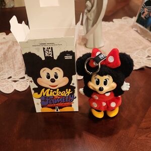 Disney Popmarr Minnie Mouse Red and Black Plush Keychain